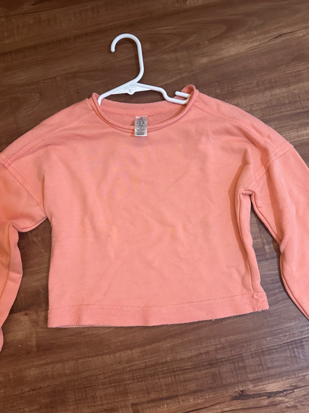 Kids Peach Crewneck Sweatshirt - Casual Everyday Pullover, 7/8 Yoga Girls Hadley